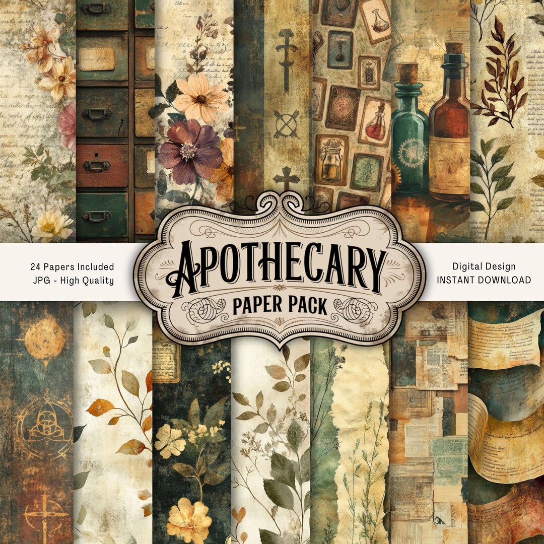 Apothecary Junk Journal Papers Kit, Digital Download, Vintage Pharmacy ...