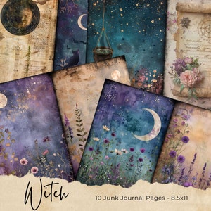 Junk Journal | Vintage Ephemera | Digital Scrapbook Paper Kit | Book Of Shadows Pages | Gothic Printable | Journaling Paper | Black Cats