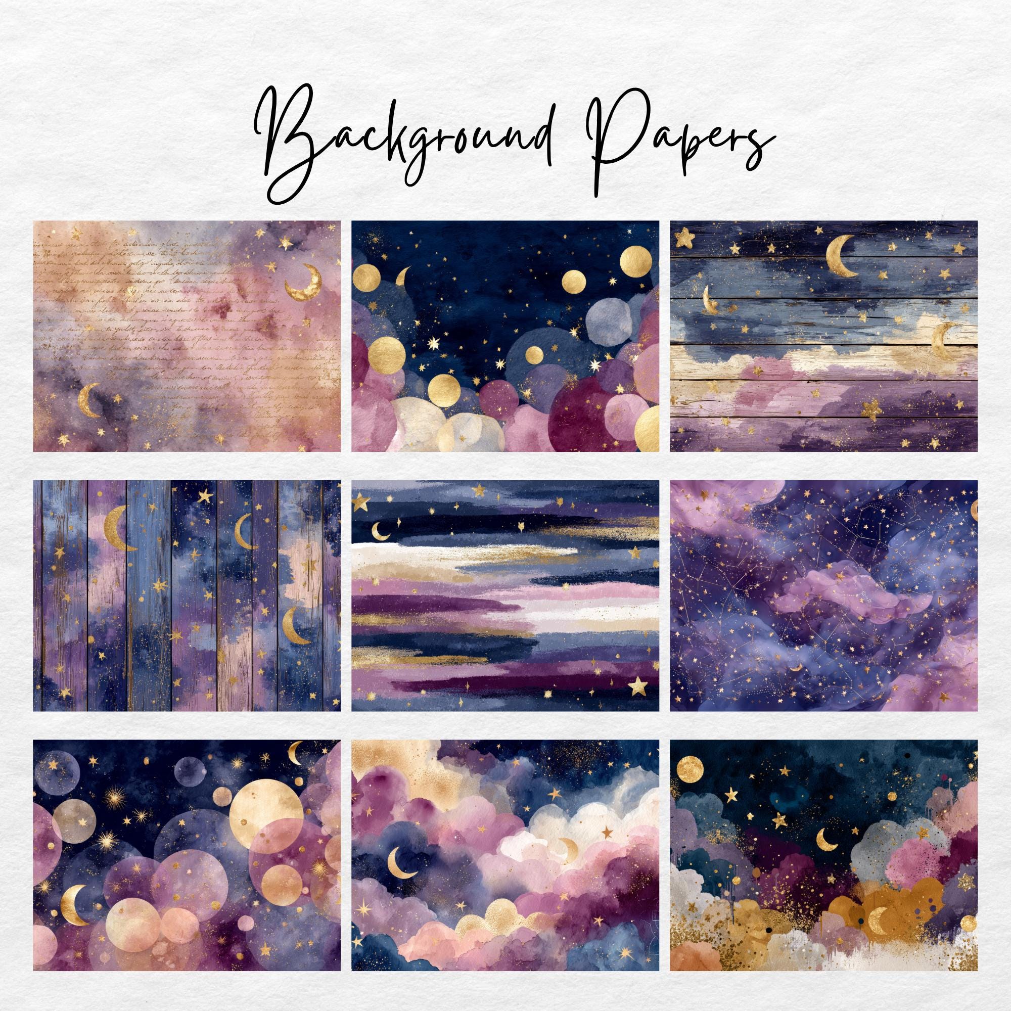 Celestial Boho Junk Journal Kit | Printable Moon & Stars Digital Papers ...
