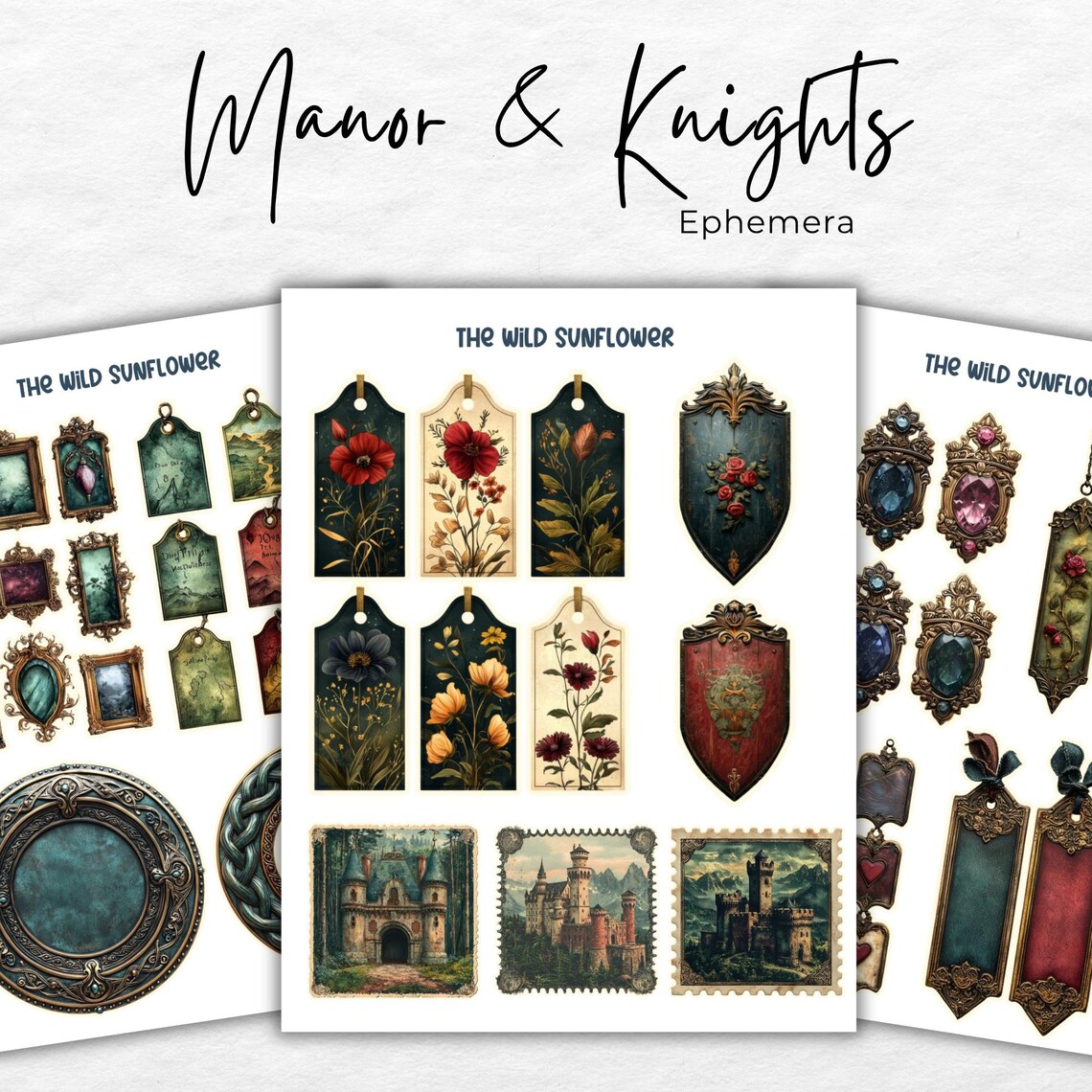 Medieval Junk Journal Pages, Digital Scrapbook Kit, Printable Ephemera ...