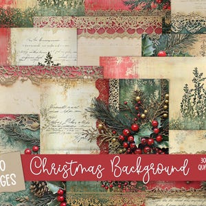 Weihnachten Junk Journal Kit, Vintage Merry Christmas Junk Journal Seiten, Weihnachtsmann Szene Junk Journal Druckbares Papier, Digital Collage Sheet