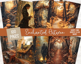 100 Herbst Junk Journal Kit, Digitales Scrapbook Papier, Herbst bedruckbar, Thanksgiving Seiten, Collage Sheet, Vintage Ephemera, Kürbis Karten, Anhänger