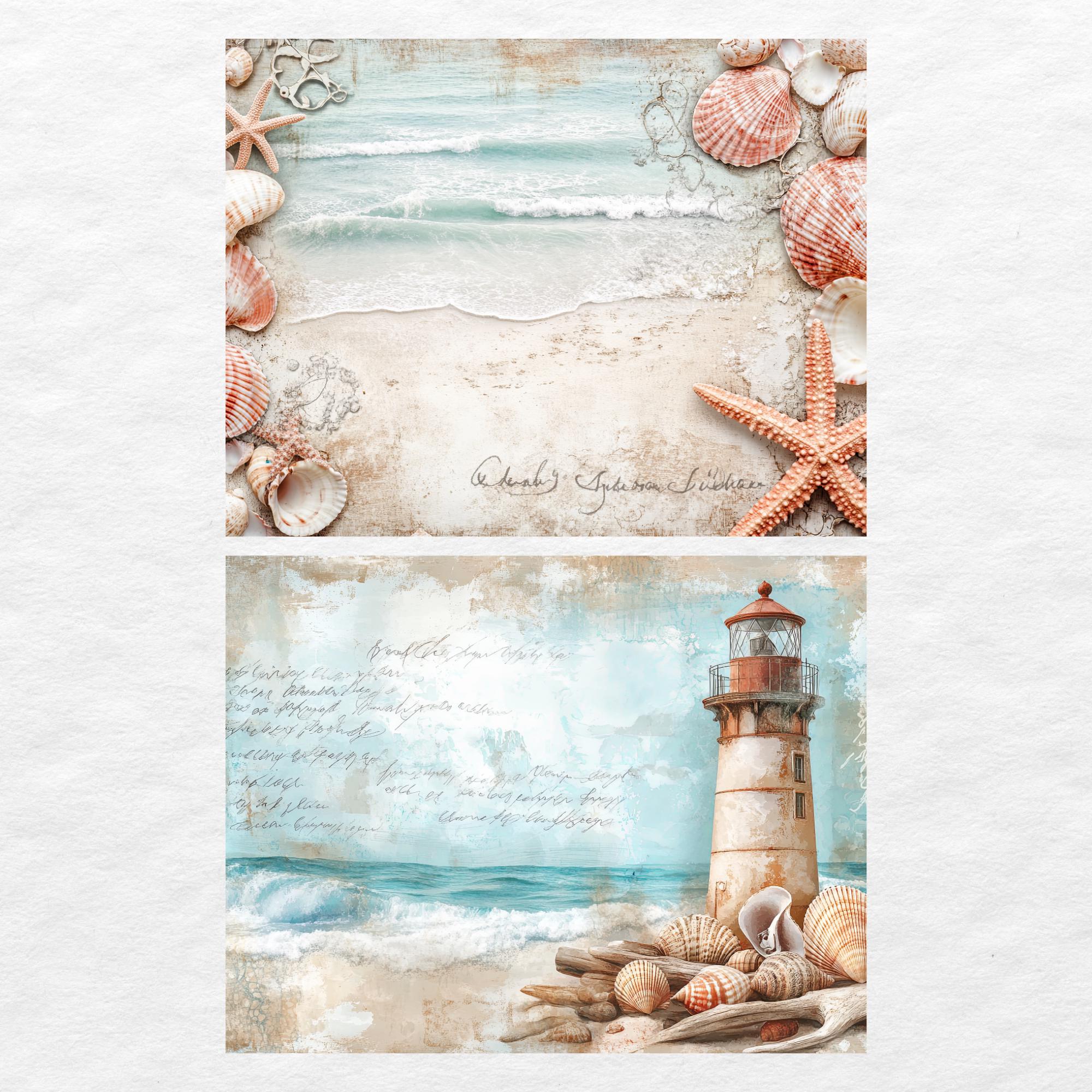 Vintage Beach Junk Journal Pages, Digital Beach Themed Scrapbook Paper ...
