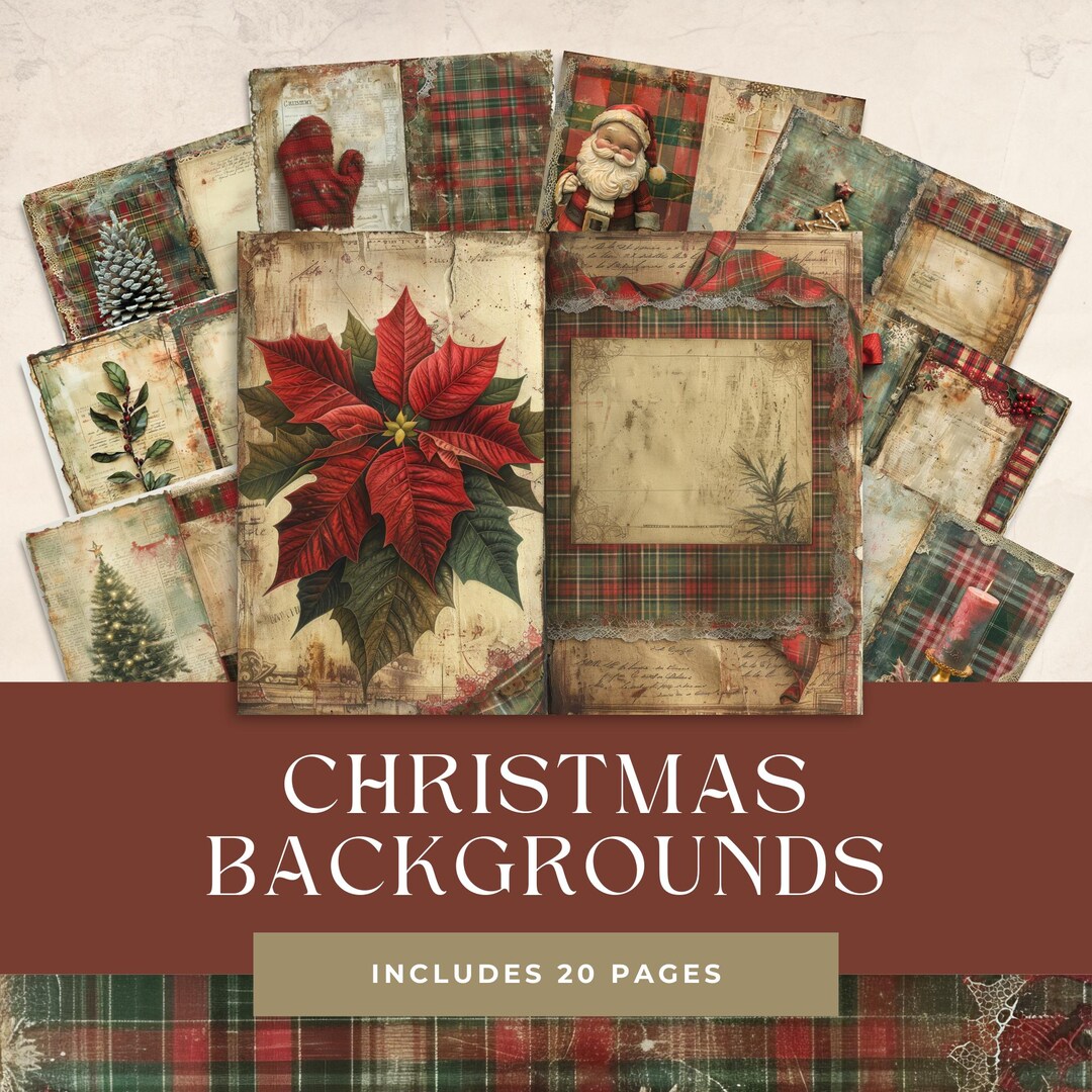 Christmas Junk Journal Kit, Vintage Merry Christmas Junk Journal Pages ...