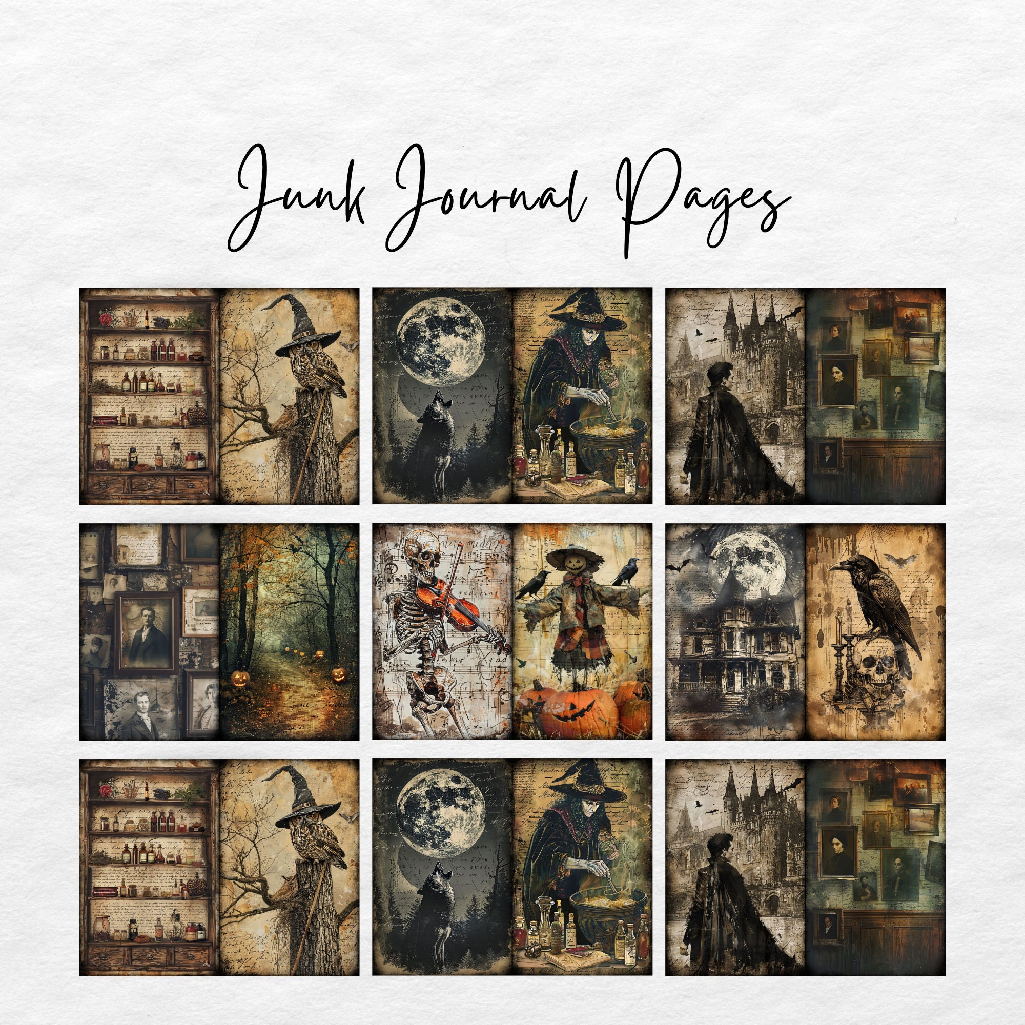 Halloween Junk Journal Kit, Halloween Printable Ephemera, Halloween ...