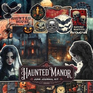 Haunted Manor Junk Journal Kit, Halloween Printable Ephemera, Halloween Journal, Creepy Junk Journal, Printable Journal, Printable Halloween