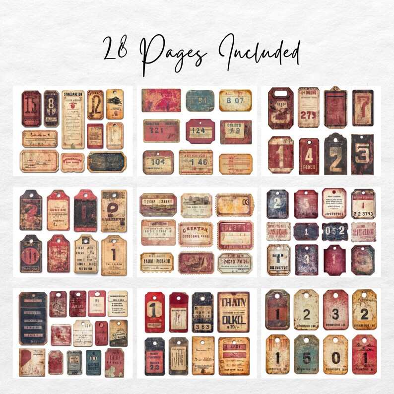 Industrial Red Grunge Numbers Labels Printable Steampunk Supplies ...