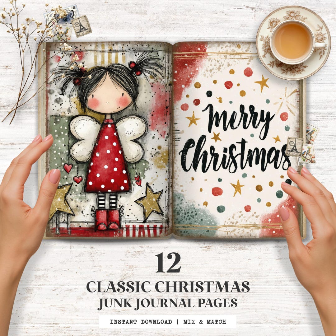 Classic Christmas Junk Journal Pages | Vintage Holiday Printable ...