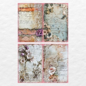Vintage Lace Junk Journal Pages, Digital Grunge Scrapbook Paper ...