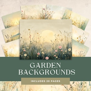 Book of Gardening Junk Journal Pages, Digital Scrapbook Paper Kit, Gardener Printable, Watercolor Plant Collage Sheet, Vintage Botany Garden