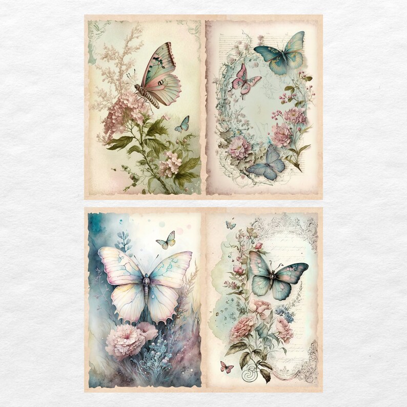 Watercolor Butterfly Junk Journal Kit Fantasy Butterfly Journal Pages ...
