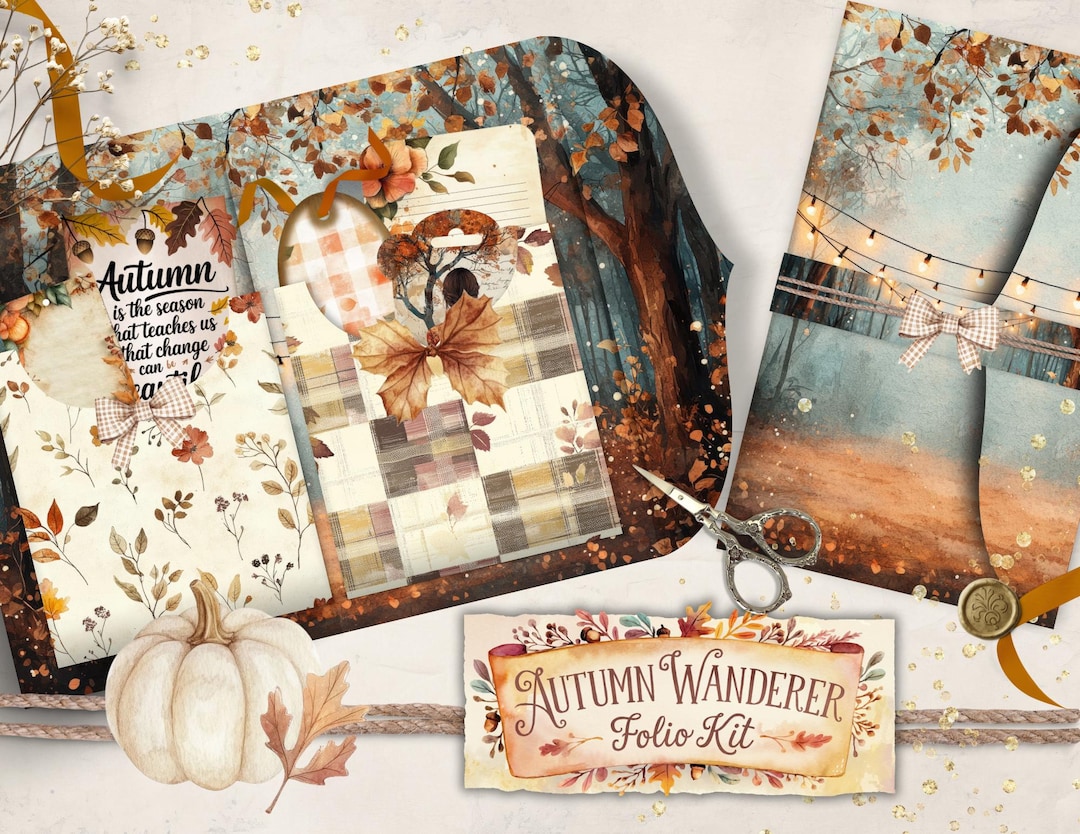 Autumn Wanderer Fall Folio Kit – Printable Junk Journal Kit, Fall ...