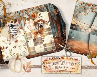 Höstvandringspaket för hösten – Utskrivbart skräpjournalpaket, höstens ephemera, höstjournalsidor från Cottagecore, etiketter, kräsna klippningar, citat