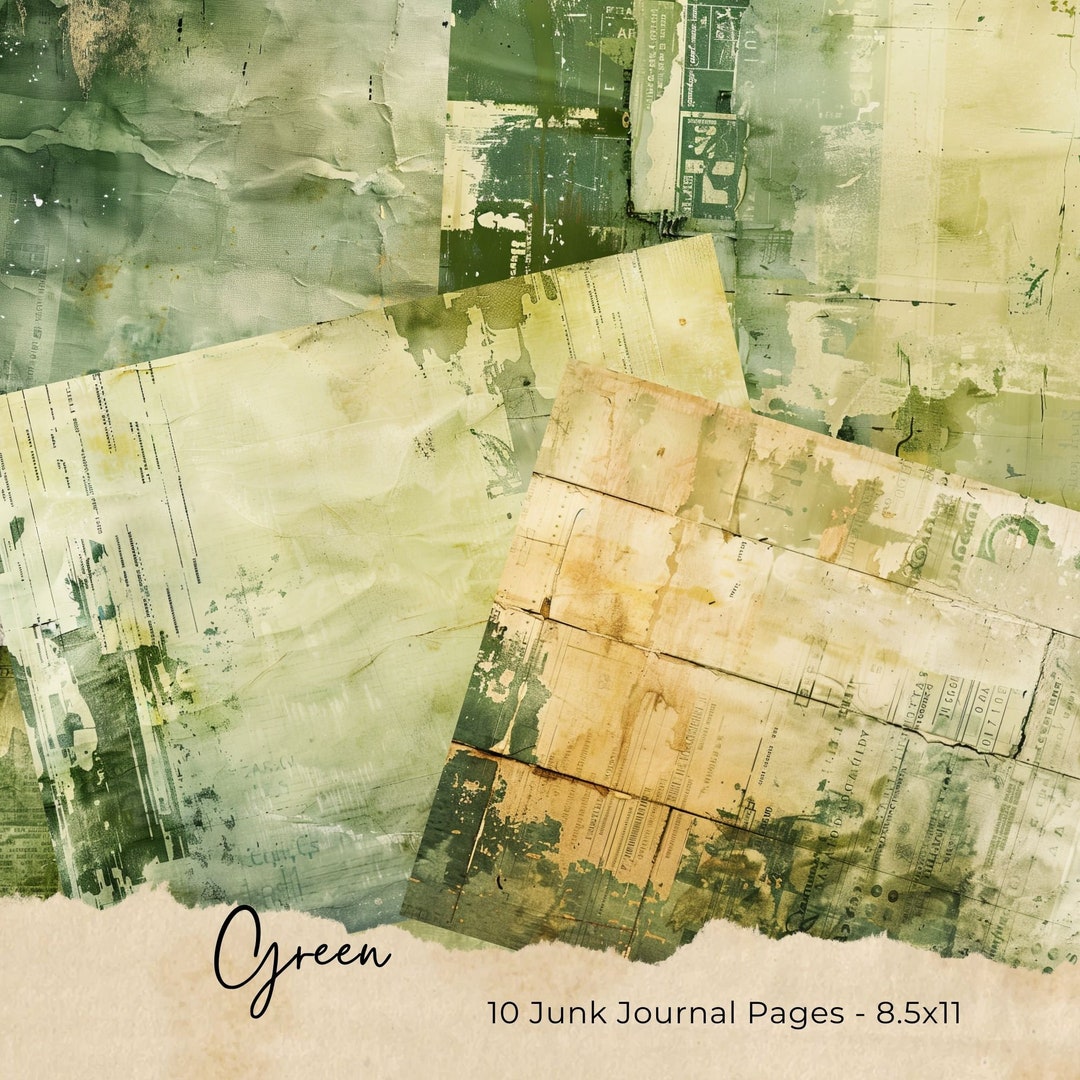 Green Leaf Junk Journal Kit Vintage Botanical Beautiful Journal Digital ...
