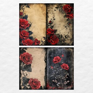 Roses Plain Junk Journal Pages, Floral Scrapbook Page, Vintage Journal ...