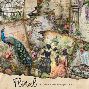 Watercolor Wildflowers Border Junk Journal Printable Page, Flowers Junk Journal Kit, Junk Journal Paper Digital Collage Sheet
