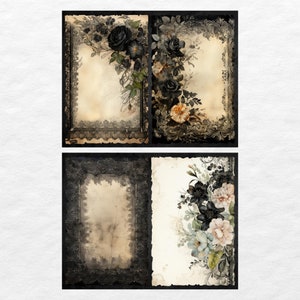 Vintage Black Lace Junk Journal Pages Goth Floral Journaling Paper ...