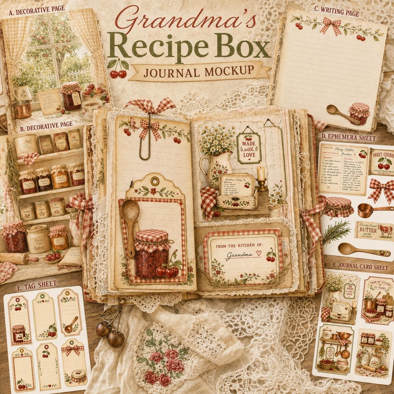 Grandma's Recipe Box Junk Journal Kit — Vintage Farmhouse Kitchen ...