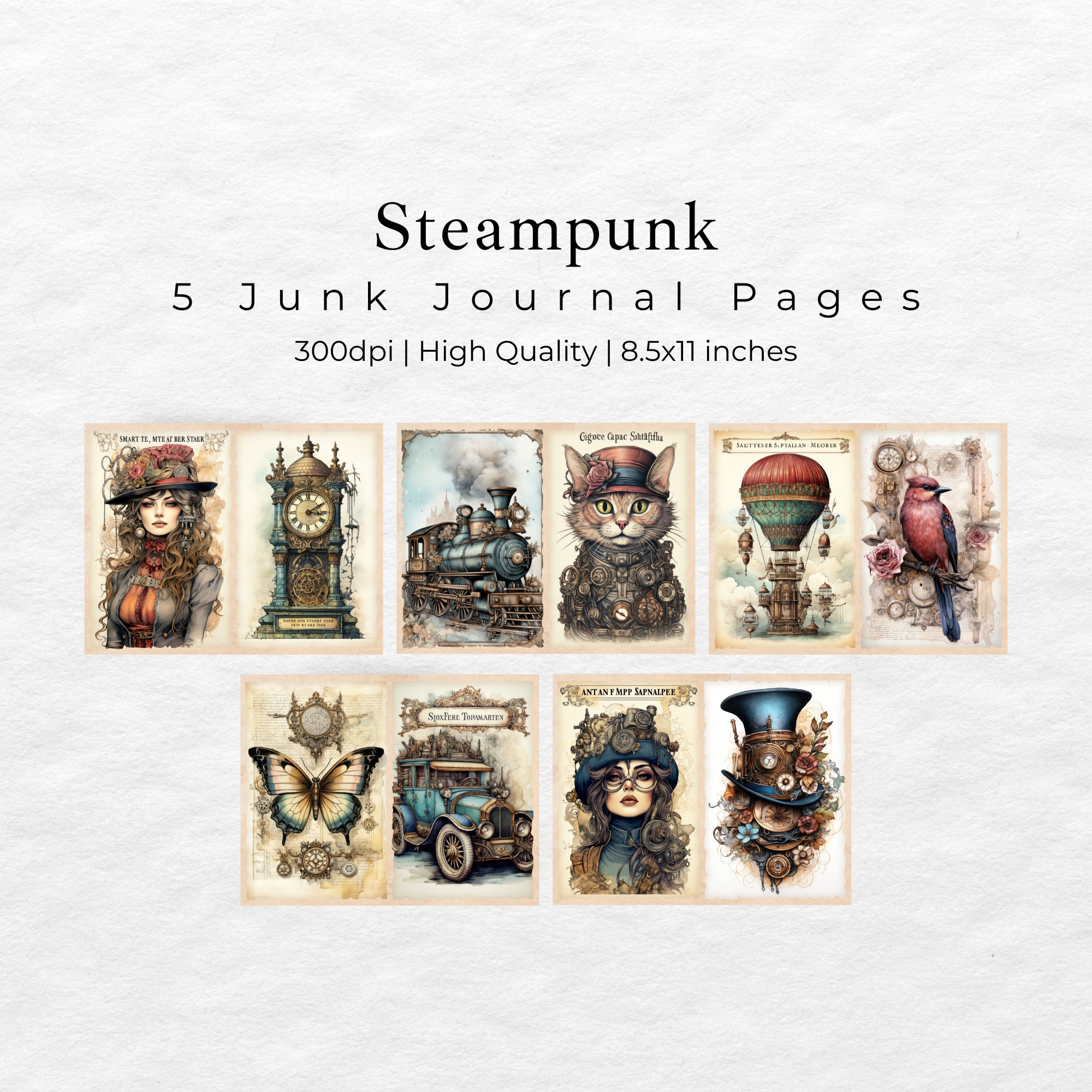 Steampunk Junk Journal Pages, Digital Industrial Paper, Victorian ...