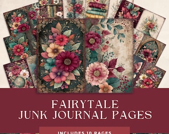Fairy Junk Journal Pages, Butterfly Enchanted World Collage Printables, Fantasy Kit, Butterfly and Fairies Junk Journal Paper, Fairytale