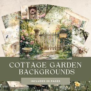 Boek van tuinieren ongewenste dagboekpagina's, digitale plakboekkit, afdrukbare tuinman, collageblad aquarel plant, vintage botanische tuin