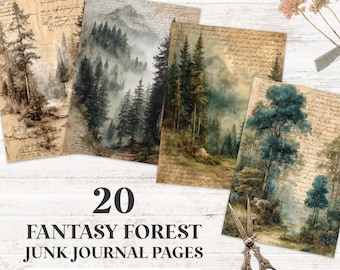 Pages du journal indésirable Fantasy Forest | Kit imprimable Woodland Ephemera | Album numérique