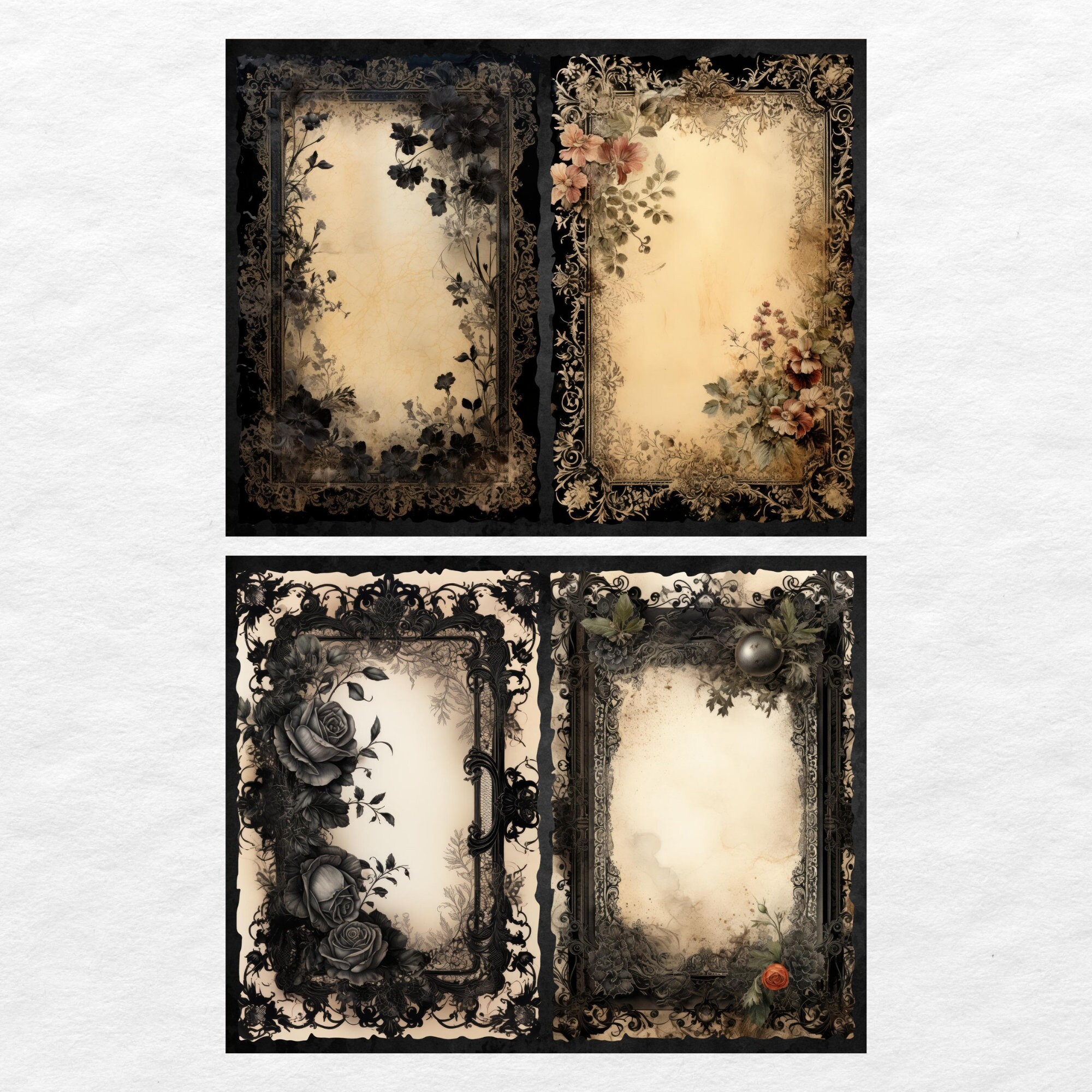 Vintage Black Lace Junk Journal Pages Goth Floral Journaling Paper ...