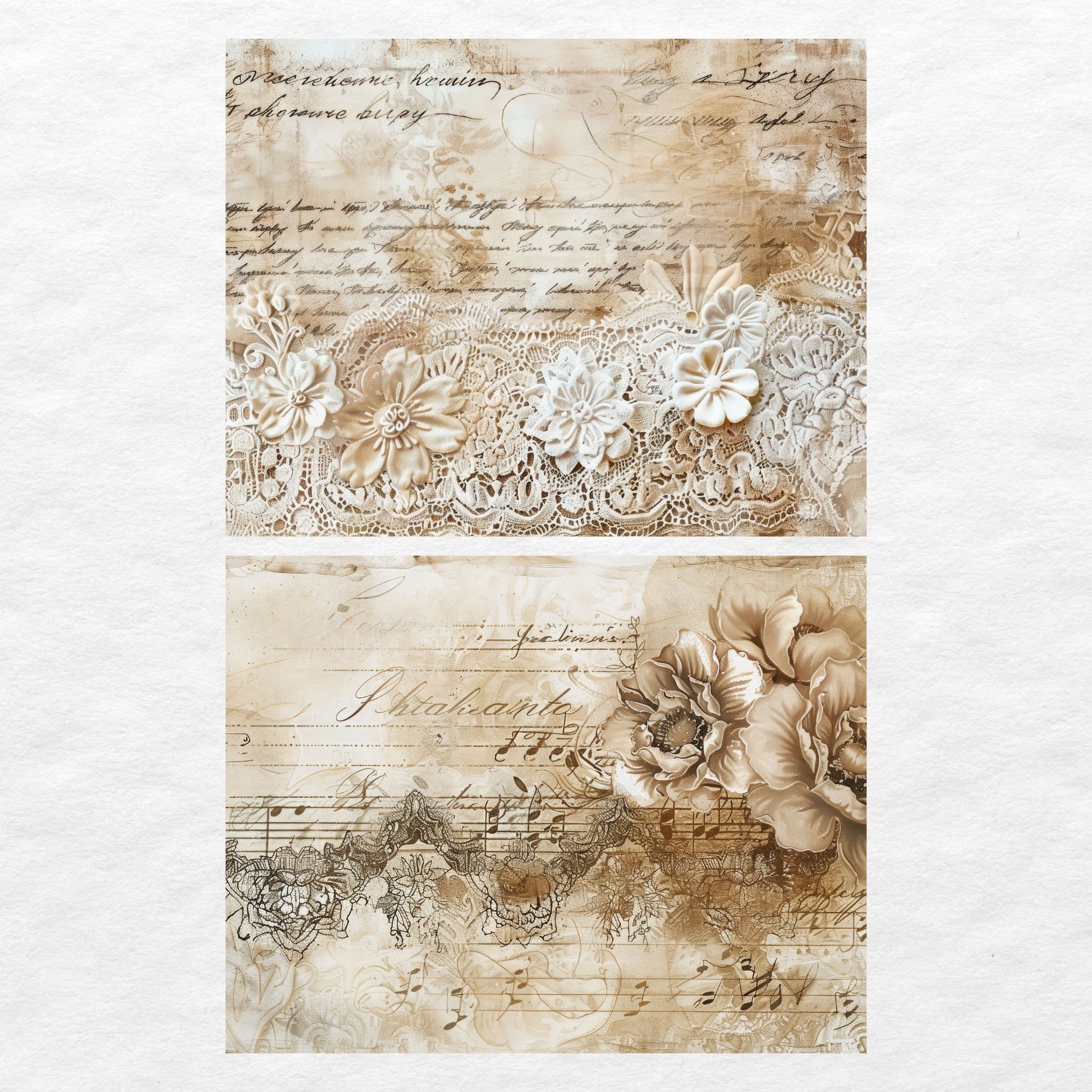 Vintage Lace Junk Journal Pages, Digital Grunge Scrapbook Paper ...