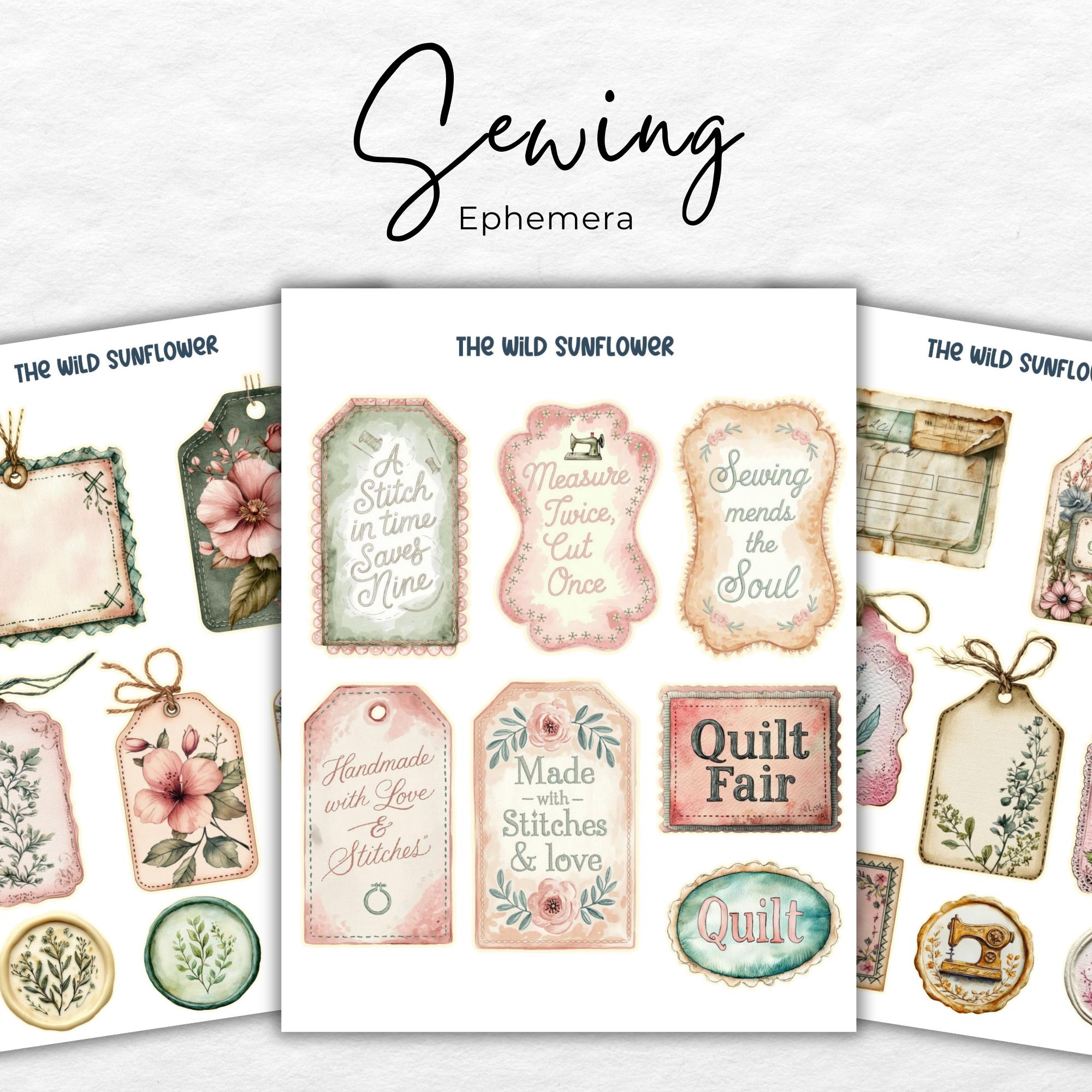 Sewing Junk Journal Kit - Digital Scrapbook Paper Kit - Vintage Sewing ...