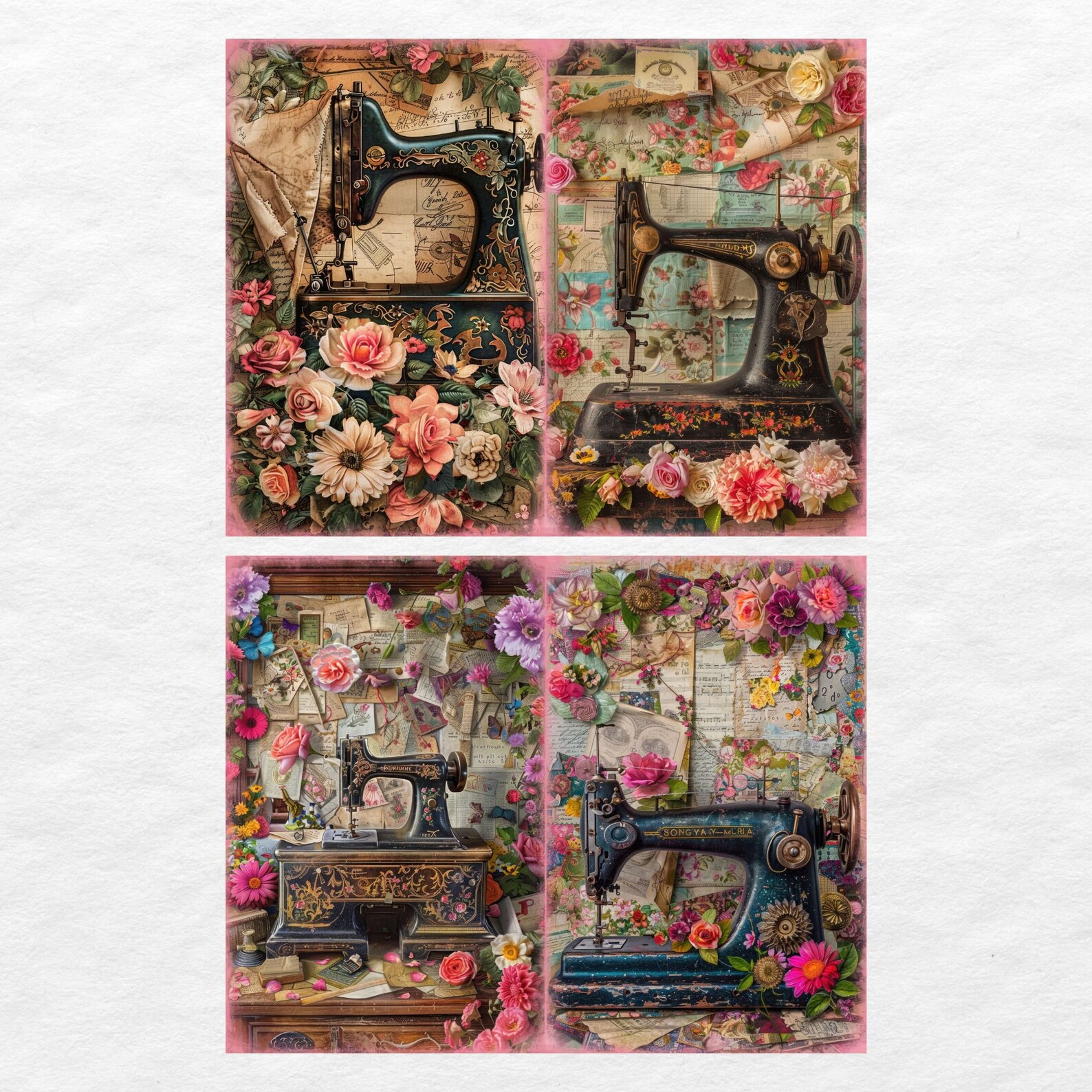 Vintage Sewing Junk Journal Pages, Digital Scrapbook Paper Kit ...