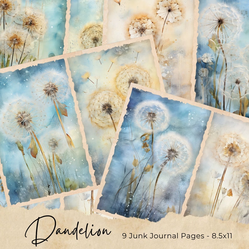 Dandelion Junk Journal Paper Flower Junk Journal Kit Printable Pages ...
