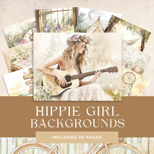 Boho Junk Journal Kit papier, verontruste abstracte boho afdrukbare ephemera, hippie digitale pagina plakboek collage blad, achtergrondpatroon