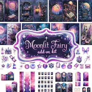 Journal féerique au clair de lune complément pour kit Fae céleste magique gothique fantastique en téléchargement numérique papillons de nuit lunaires papier forêt lunatique au clair de lune