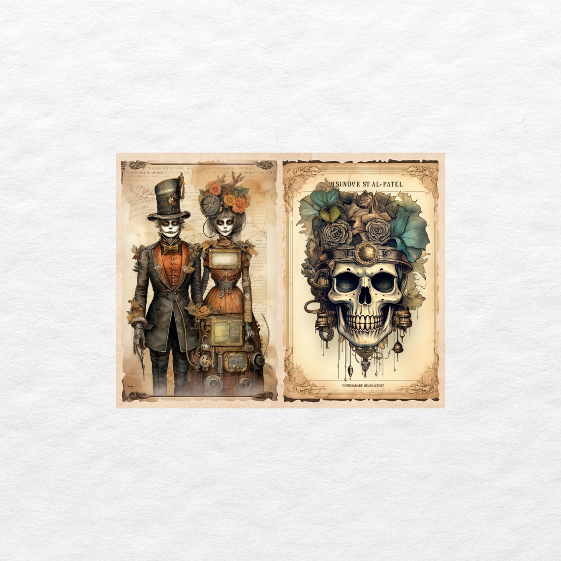 Halloween Steampunk Junk Journal Pages, Digital Scrapbook Paper Kit ...