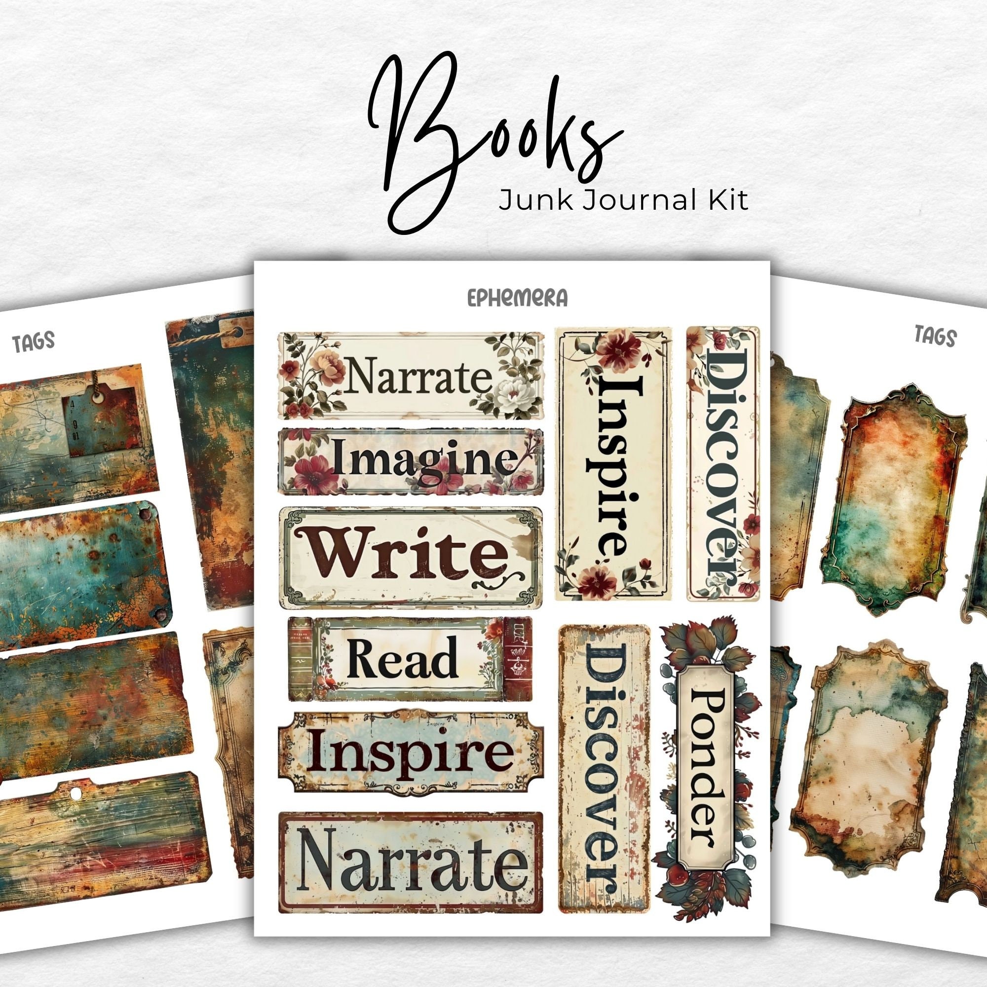 Secret Library Junk Journal Kit, Printable JPG Pages With Ephemera ...