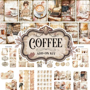 Café Au Lait Junk Journal ajouter le kit Coffee Beans Shop Digital Download