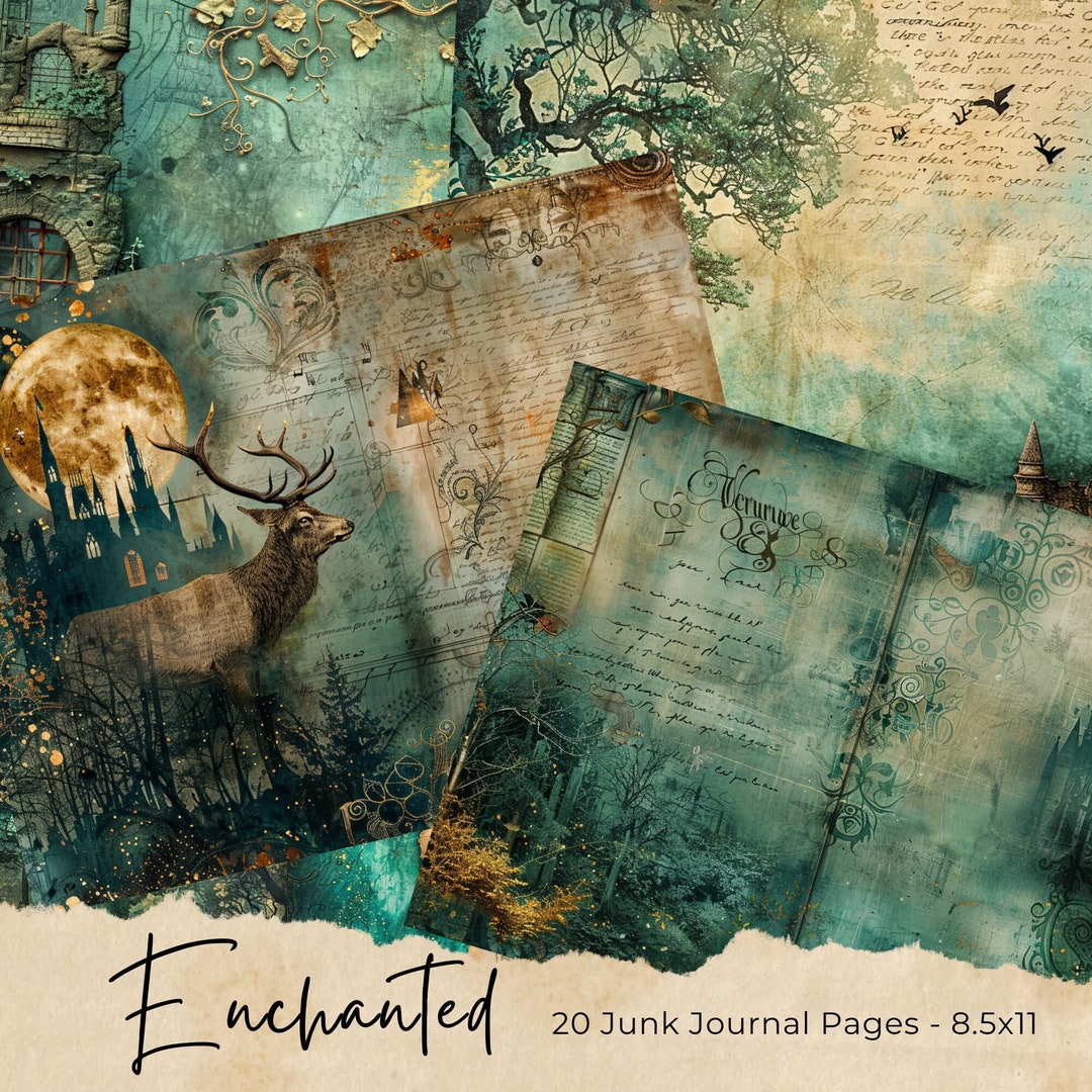 Enchanted Forest Junk Journal Pages, Printable Collage Sheet, Digital ...
