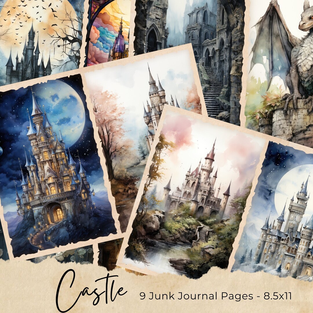 Castle Junk Journal Pages, Medieval Scrapbook Page, Fantasy Journal ...