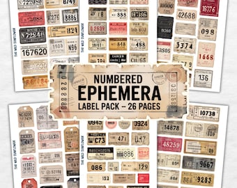Printable Number Labels, Vintage Apothecary Labels, Blank Labels for Potion Bottles, Junk Journals, Scrapbooks, Spice and Herbs Labels