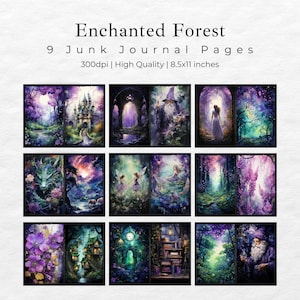 Enchanted Forest Junk Journal Kit, Fantasy Fairy Forest Collage ...