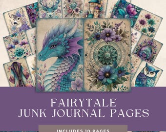 Fairy Junk Journal Pages, Butterfly Enchanted World Collage Printables, Fantasy Kit, Butterfly and Fairies Junk Journal Paper, Fairytale