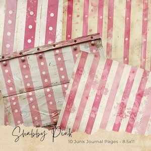 Shabby Chic Wooden Junk Journal Kit (Printable JPG Pages and PDF files), Pastel, Clock, Bird, Rose Digital Paper, Digital Download