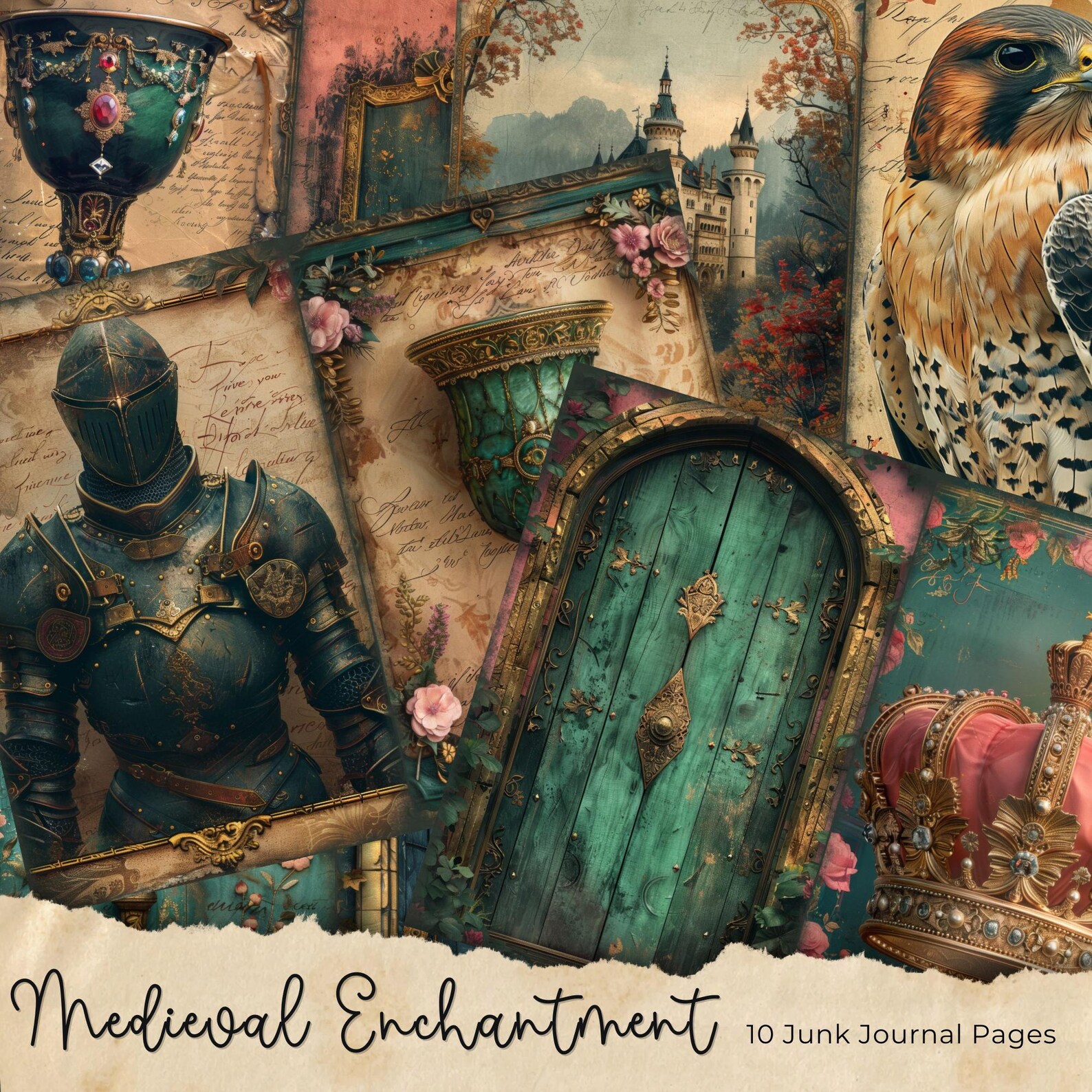 Medieval Junk Journal Pages, Digital Scrapbook Paper Kit, Castle ...