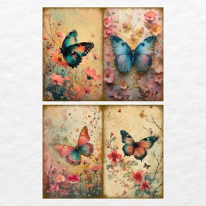Watercolor Butterfly Junk Journal Kit Fantasy Butterfly Journal Pages ...