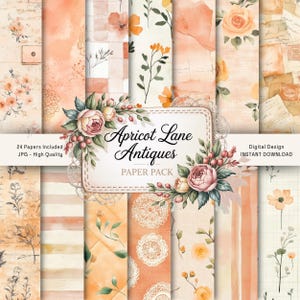 Apricot Antique Market Junk Journal Kit, Vintage Old Printable Ephemera, Aged Beige Writing Page Scrapbook Collage Sheet, Mixed Media