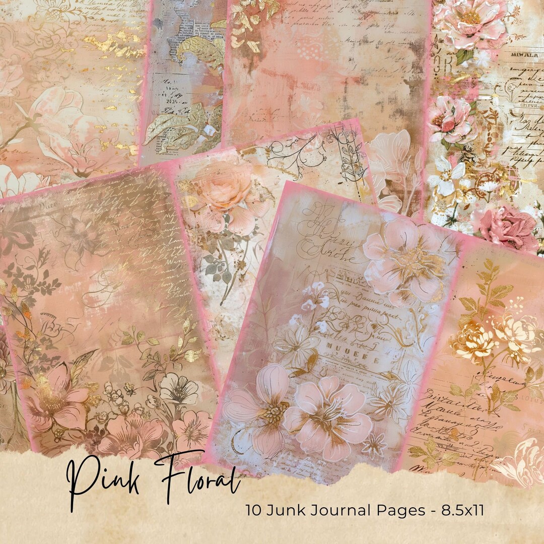 Junk Journal Pages | Soft Pastel Pink Shabby Chic Butterflies | Digital ...