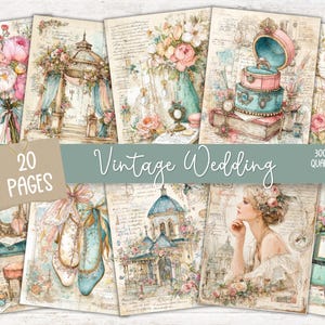 Bruiloft ongewenste dagboekpapier, vintage huwelijk afdrukbare efemere ephemera, oude leeftijd minnaar scrapbooking collageblad, achtergrond mixed media pagina's ATC