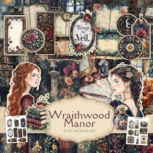 Wraithwood Lady of the Manor Junk Journal Printable Kit | Gothic Digital Download Haunted House Ephemera | Dark Academia Scrapbook