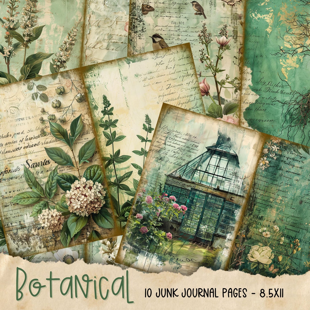 Botanical Junk Journal Pages | Printable Ephemera for Scrapbooking and ...