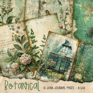 Botanical Junk Journal Pages | Printable Ephemera for Scrapbooking and Crafting Projects | Digital Download Printables